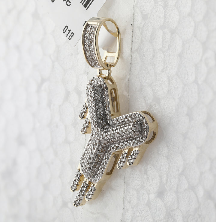 10kt Yellow Gold Men's Diamond "Y" Letter Charm Pendant 1/2 ctw