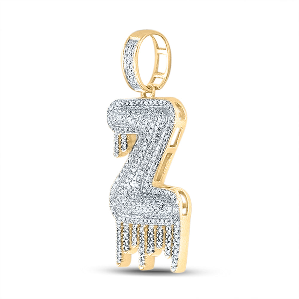 10kt Yellow Gold Men's Diamond "Z" Letter Charm Pendant 3/4 ctw