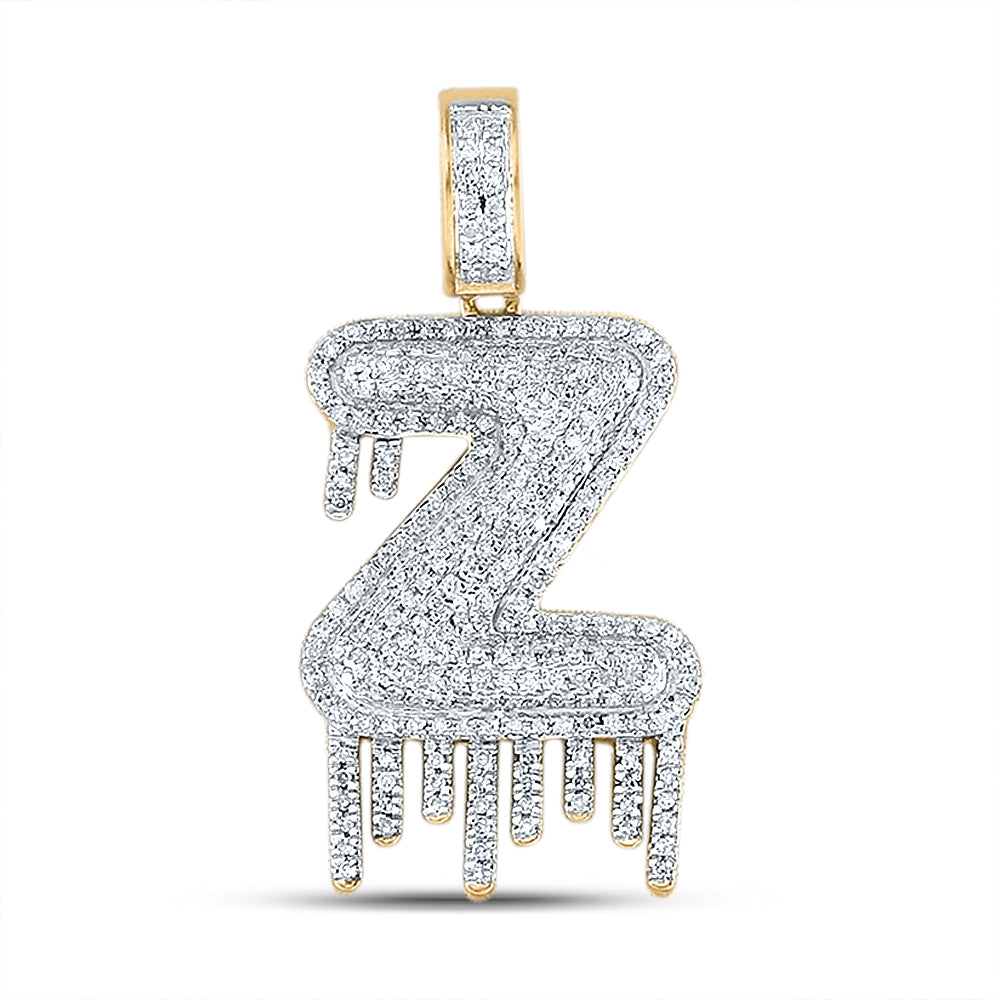 10kt Yellow Gold Men's Diamond "Z" Letter Charm Pendant 3/4 ctw - view 2