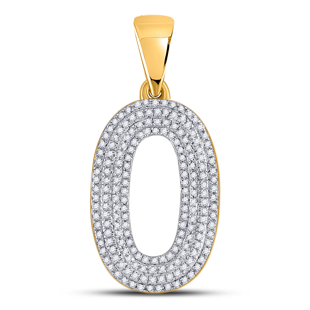 10kt Yellow Gold Men's Diamond Letter O Charm Pendant 1/2 ctw