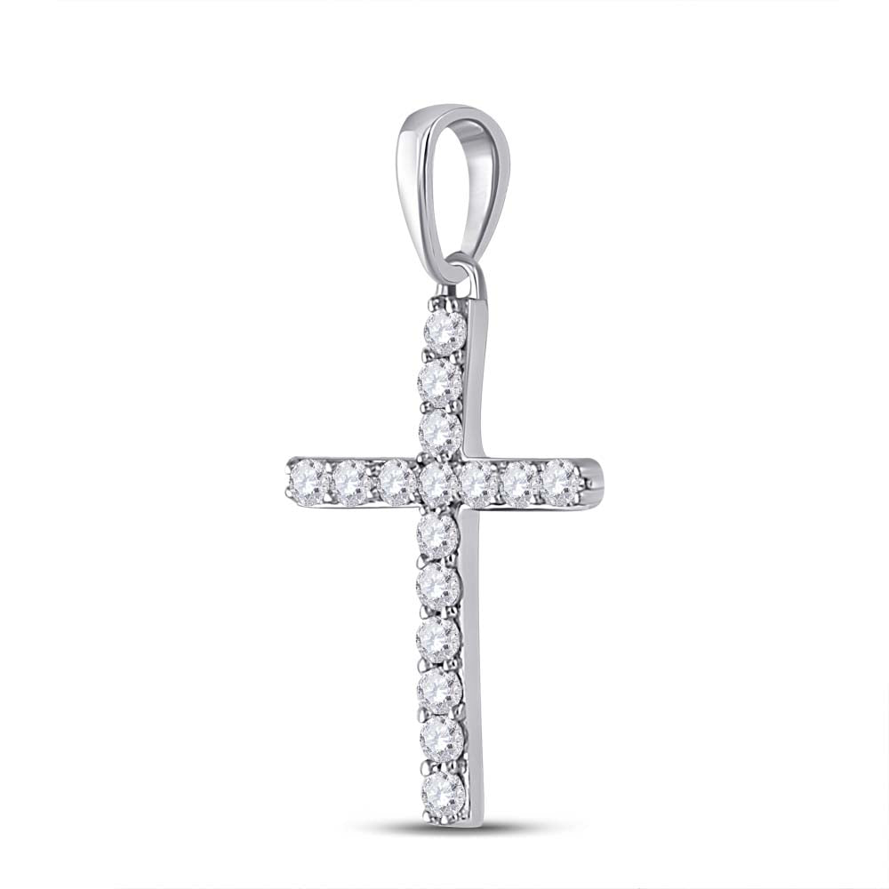10kt White Gold Women's Diamond Religious Cross Pendant 1/10 ctw