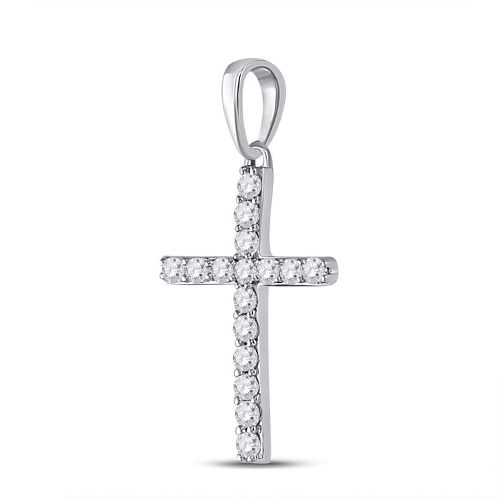 10kt White Gold Women's Diamond Religious Cross Pendant 1/10 ctw