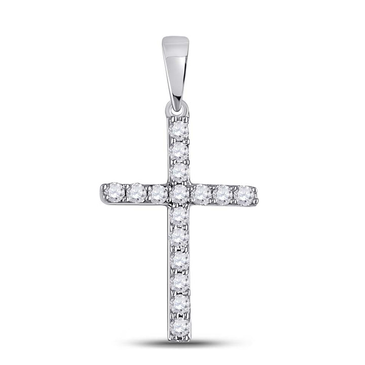 10kt White Gold Women's Diamond Religious Cross Pendant 1/10 ctw - view 2