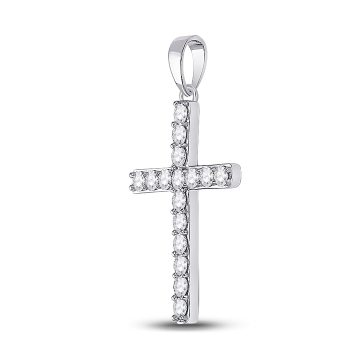 10kt White Gold Women's Diamond Religious Cross Pendant 1/2 ctw