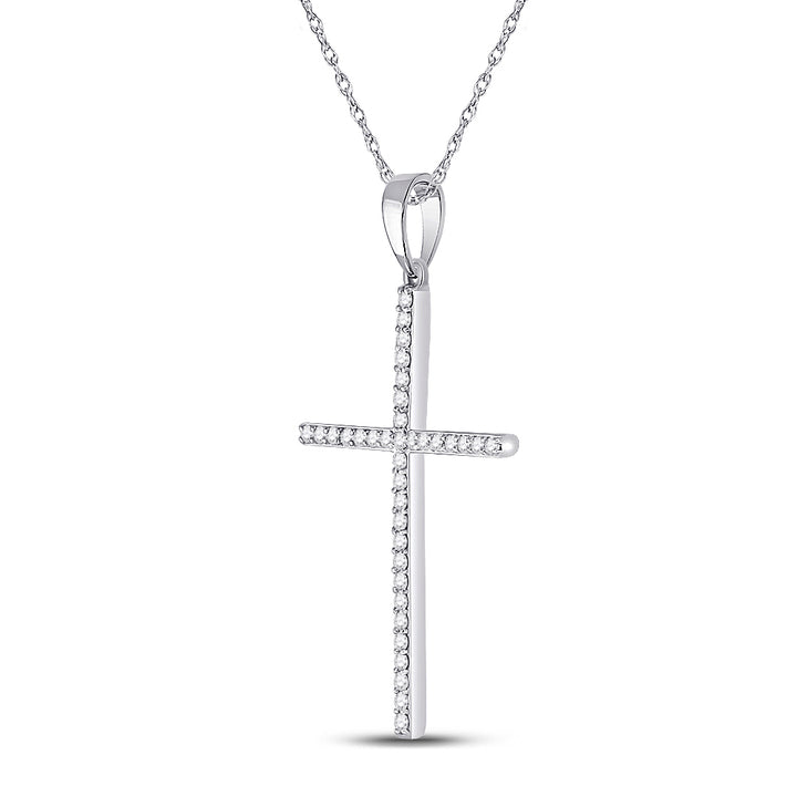 10kt White Gold Women's Diamond Religious Cross Pendant 1/5 ctw