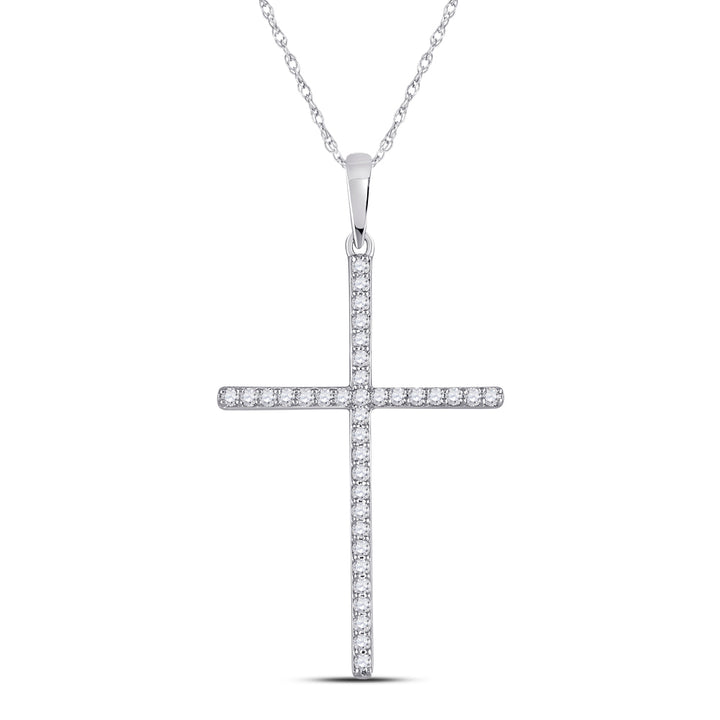 10kt White Gold Women's Diamond Religious Cross Pendant 1/5 ctw - view 2