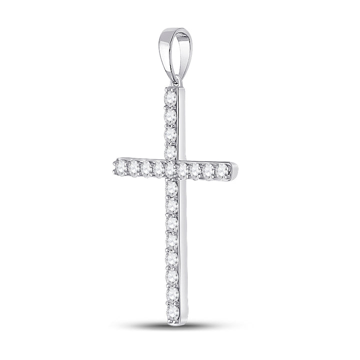 10kt White Gold Women's Diamond Religious Cross Pendant 1/2 ctw
