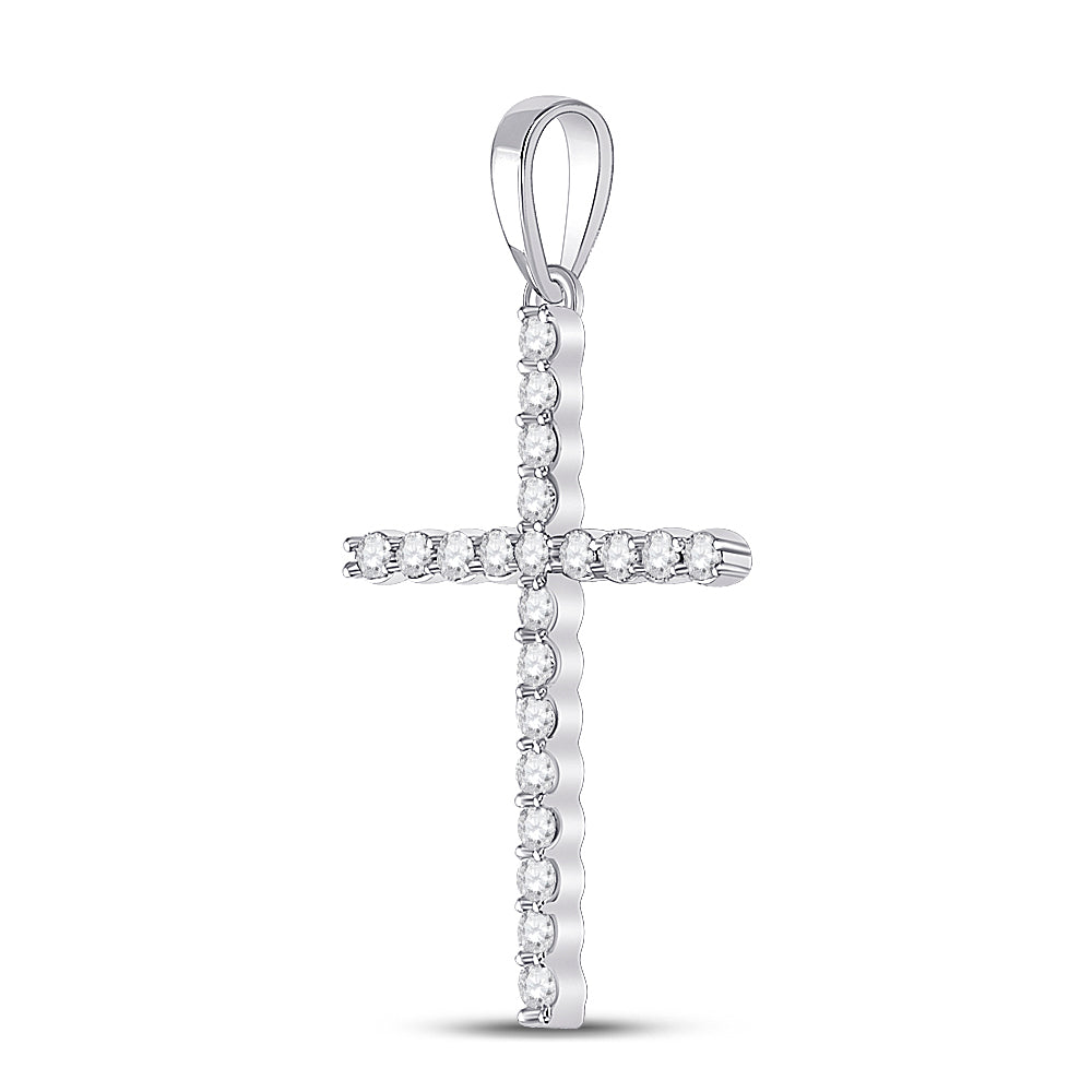 10kt White Gold Women's Diamond Religious Cross Pendant 1/5 ctw