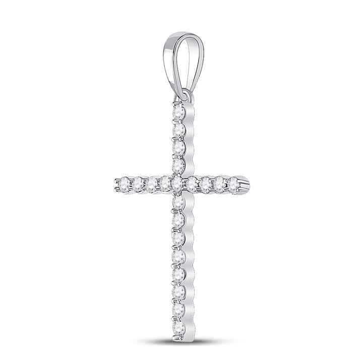 10kt White Gold Women's Diamond Religious Cross Pendant 1/5 ctw