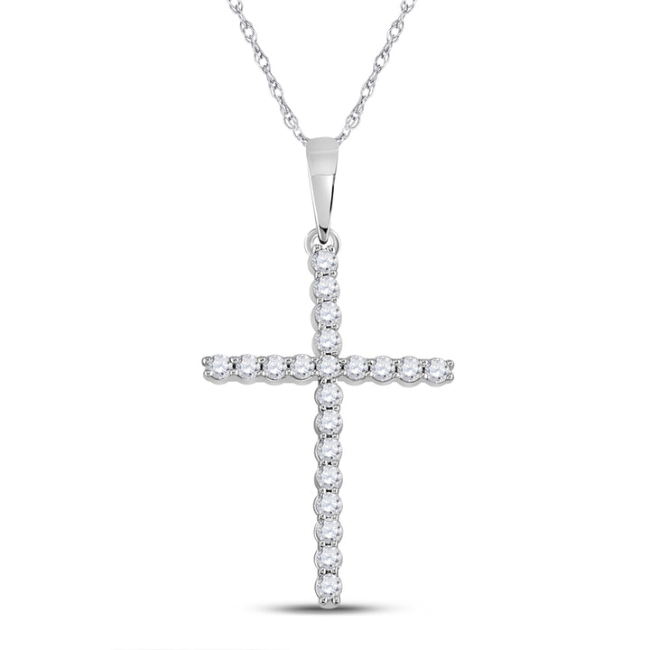 10kt White Gold Women's Diamond Religious Cross Pendant 1/5 ctw - view 2