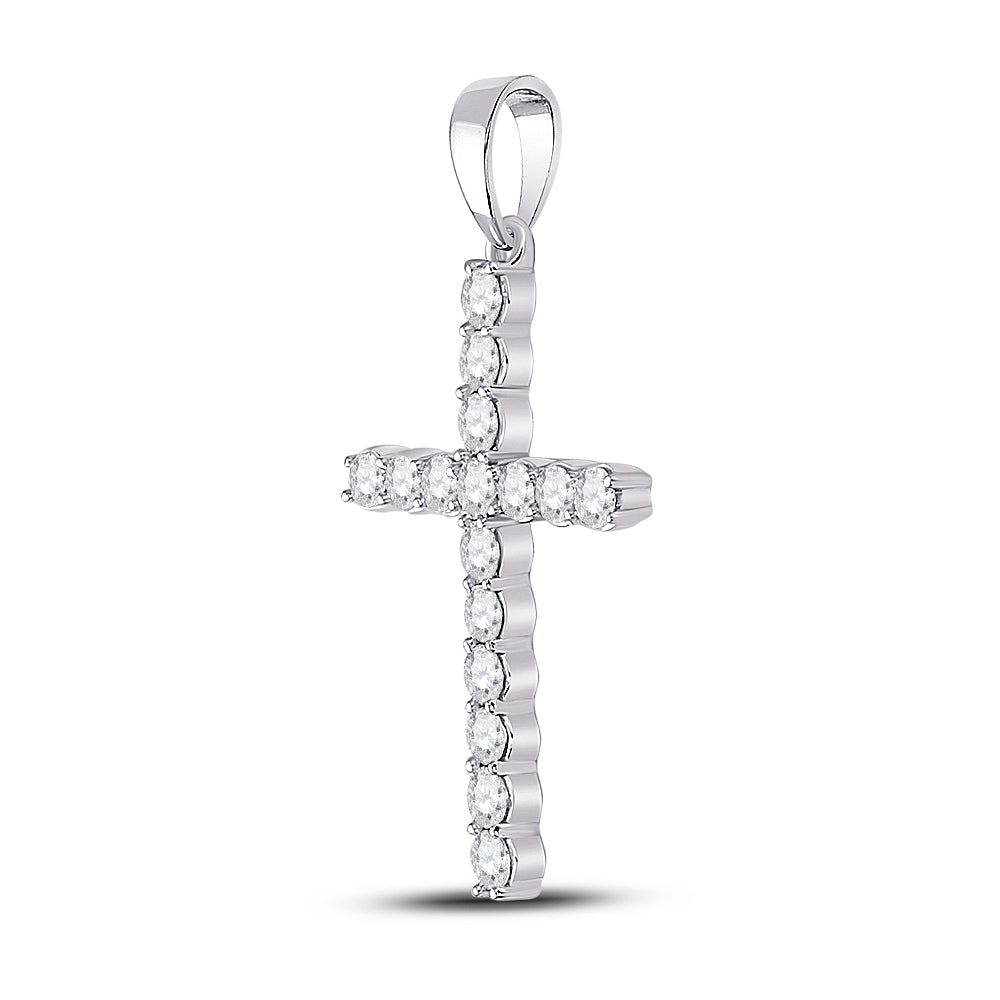 10kt White Gold Women's Diamond Religious Cross Pendant 1/2 ctw