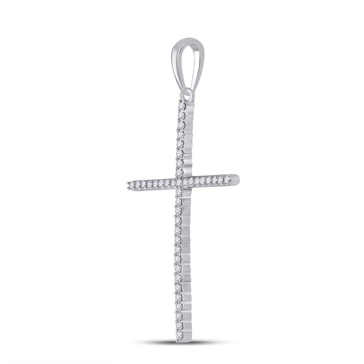 10kt White Gold Women's Diamond Religious Cross Pendant 1/6 ctw