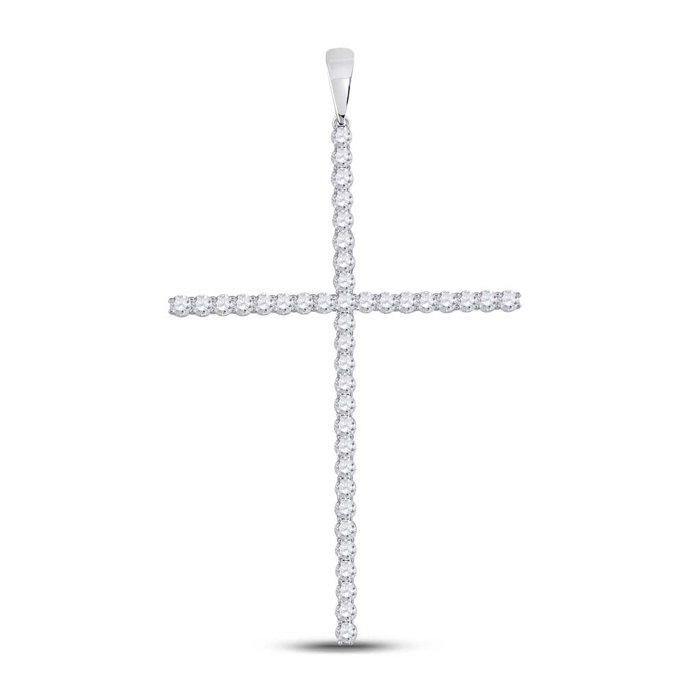 10kt White Gold Women's Diamond Religious Cross Pendant 1/6 ctw - view 2