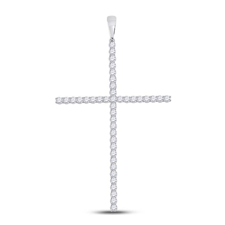 10kt White Gold Women's Diamond Religious Cross Pendant 1/6 ctw - view 2