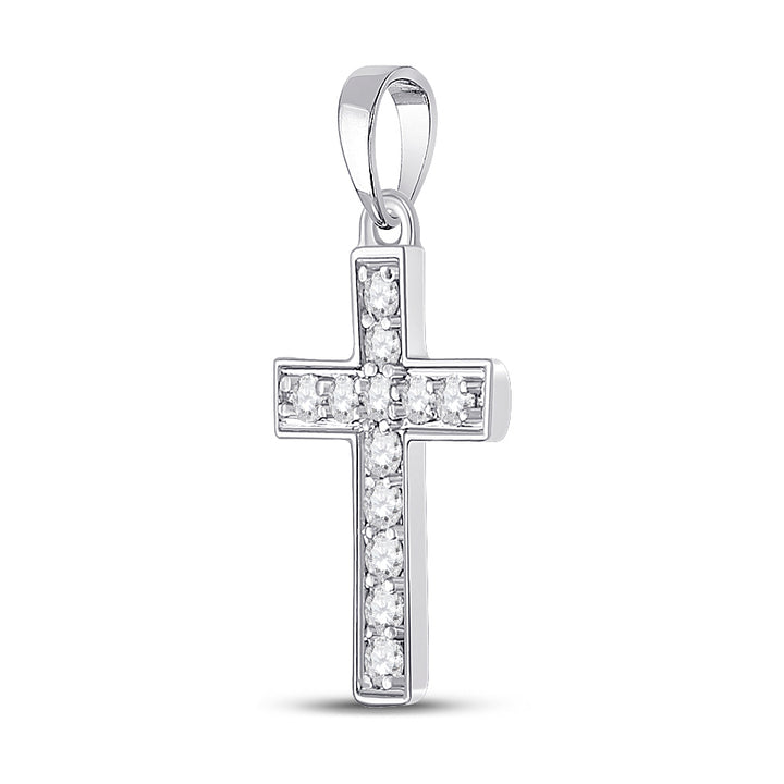10kt White Gold Women's Diamond Religious Cross Pendant 1/6 ctw