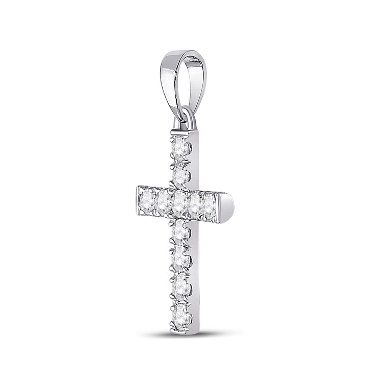 10kt White Gold Women's Diamond Religious Cross Pendant 1/4 ctw