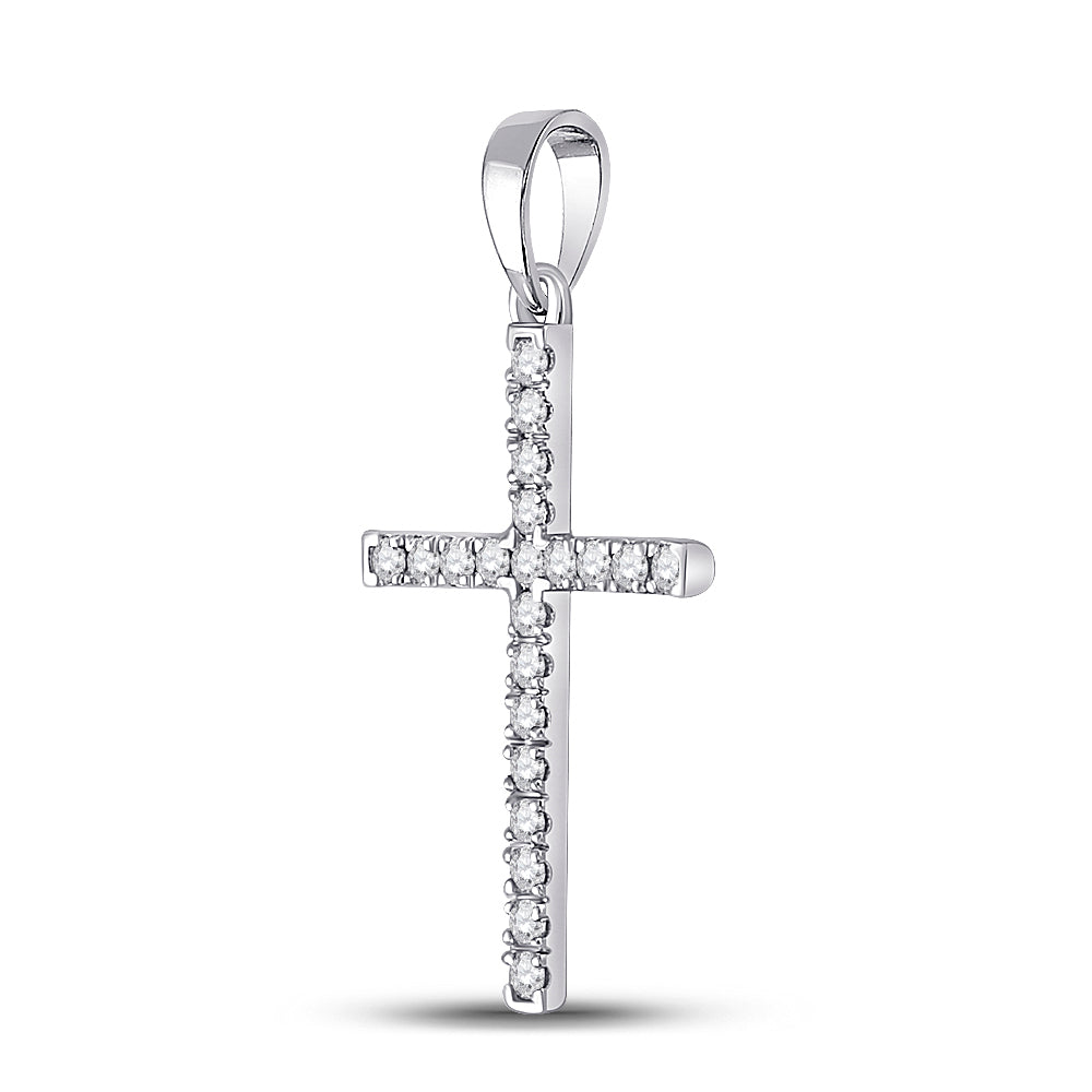10kt White Gold Women's Diamond Religious Cross Pendant 1/5 ctw