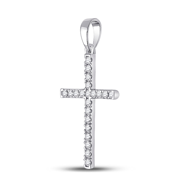 10kt White Gold Women's Diamond Religious Cross Pendant 1/5 ctw