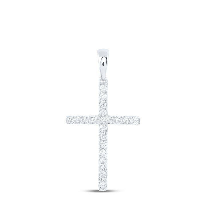 10kt White Gold Women's Diamond Religious Cross Pendant 1/5 ctw - view 2
