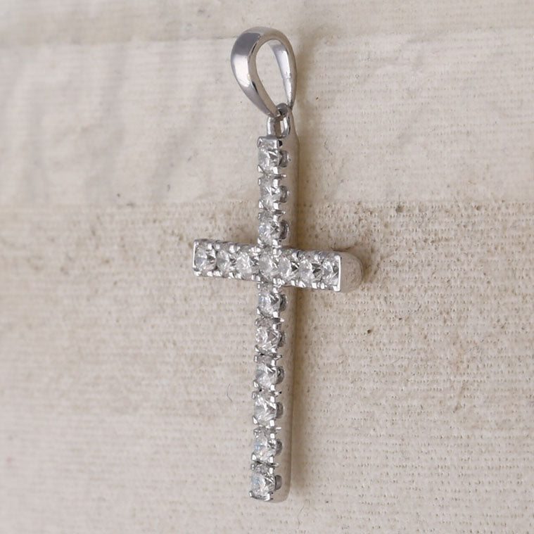 10kt White Gold Women's Diamond Religious Cross Pendant 1/2 ctw