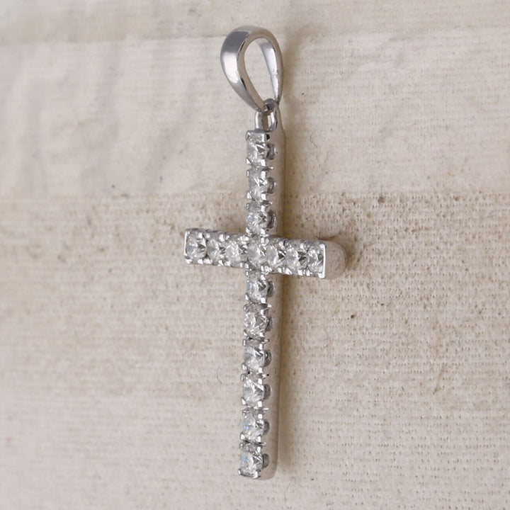 10kt White Gold Women's Diamond Religious Cross Pendant 1/2 ctw