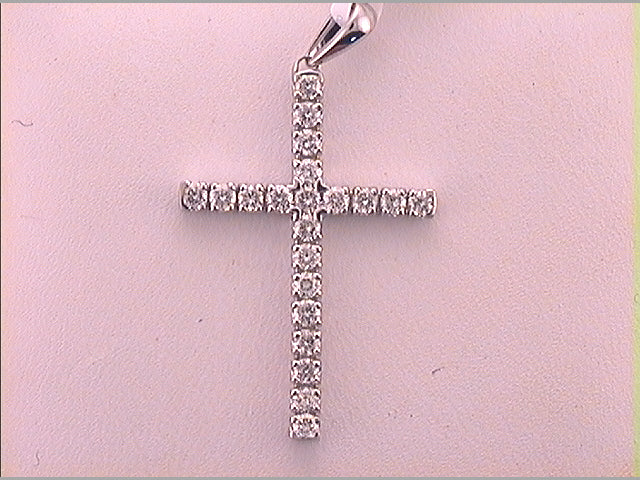 10kt White Gold Women's Diamond Religious Cross Pendant 1/2 ctw