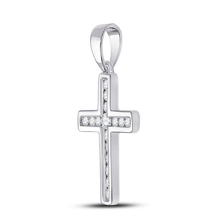10kt White Gold Women's Diamond Religious Cross Pendant 1/10 ctw
