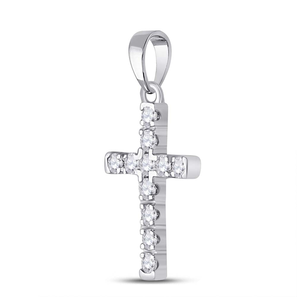 10kt White Gold Women's Diamond Religious Cross Pendant 1/5 ctw