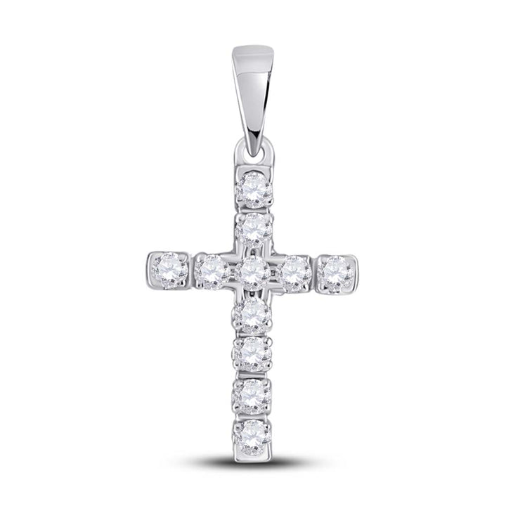 10kt White Gold Women's Diamond Religious Cross Pendant 1/5 ctw - view 2