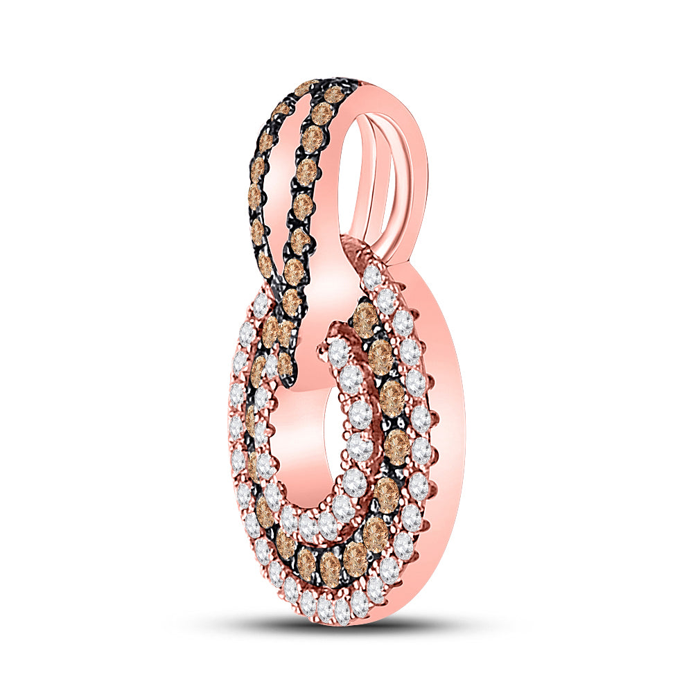 10kt Rose Gold Women's Brown Diamond Pendant 1/2 ctw - view 2