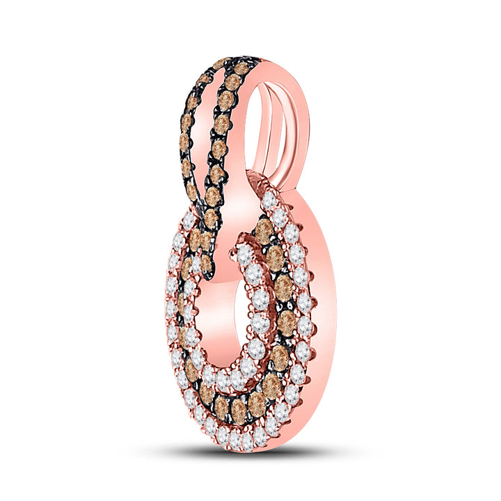 10kt Rose Gold Women's Brown Diamond Pendant 1/2 ctw - view 2