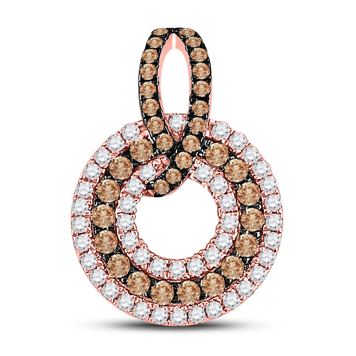 10kt Rose Gold Women's Brown Diamond Pendant 1/2 ctw - view 3