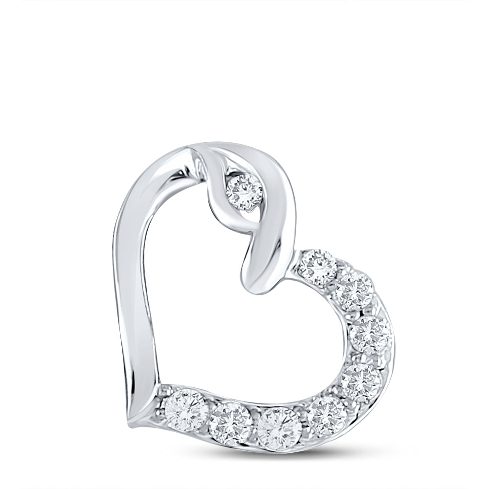 10kt White Gold Women's Diamond Outline Heart Pendant 1/8 ctw