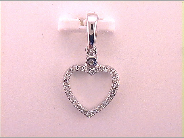 10kt White Gold Women's Diamond Heart Outline Pendant 1/12 ctw