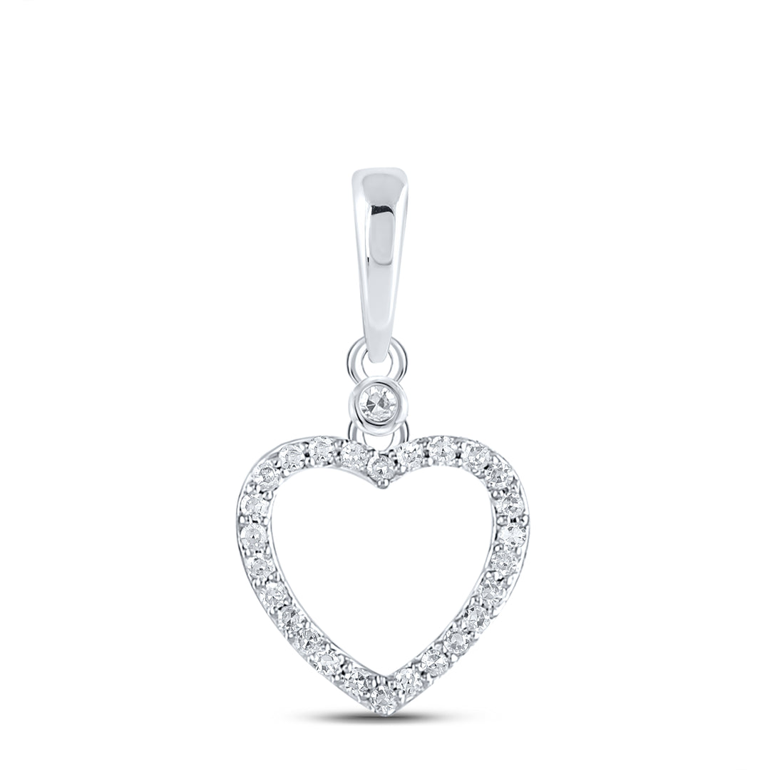 10kt White Gold Women's Diamond Heart Outline Pendant 1/12 ctw - view 2