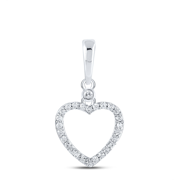10kt White Gold Women's Diamond Heart Outline Pendant 1/12 ctw - view 2