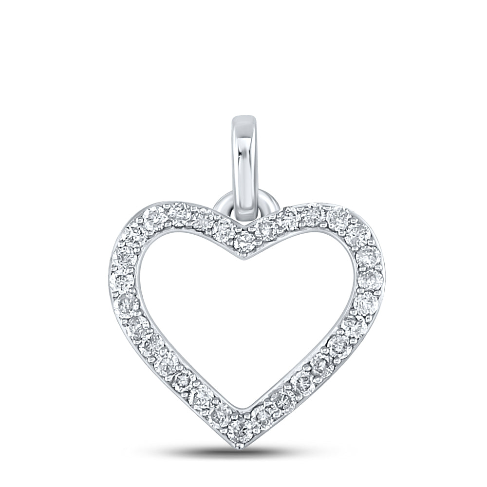 10kt White Gold Women's Diamond Outline Heart Pendant 1/5 ctw