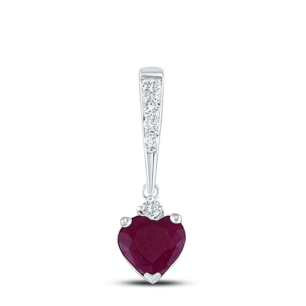 0.03CTW-DIA 1/2CTW-RUBY HEART PENDANT