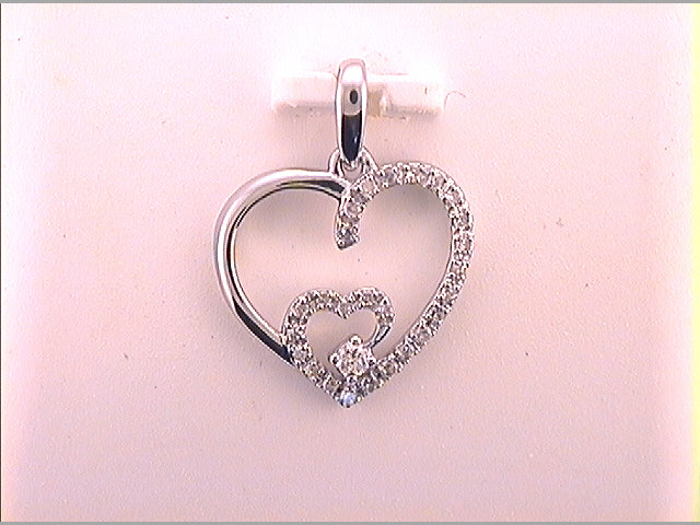 10kt White Gold Women's Diamond Fashion Heart Pendant 1/10 ctw