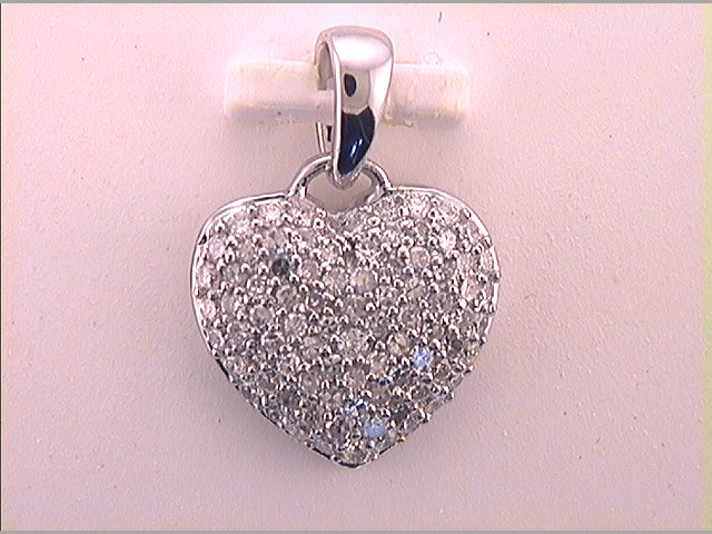 10kt White Gold Women's Diamond Fashion Heart Pendant 3/8 ctw
