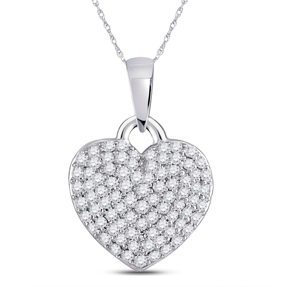 10kt White Gold Women's Diamond Fashion Heart Pendant 3/8 ctw - view 2