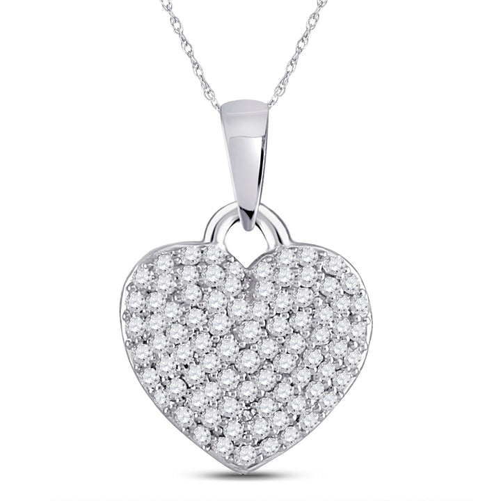 10kt White Gold Women's Diamond Fashion Heart Pendant 3/8 ctw - view 2