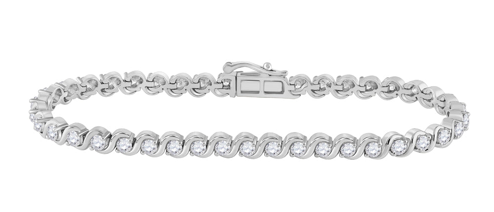 14kt White Gold Women's Diamond Tennis Bracelet 3 ctw