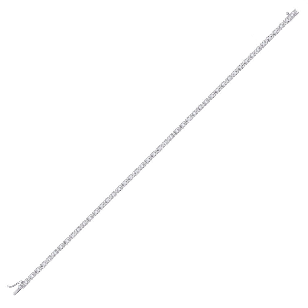 10kt White Gold Women's Diamond Tennis Bracelet 1 ctw - view 2