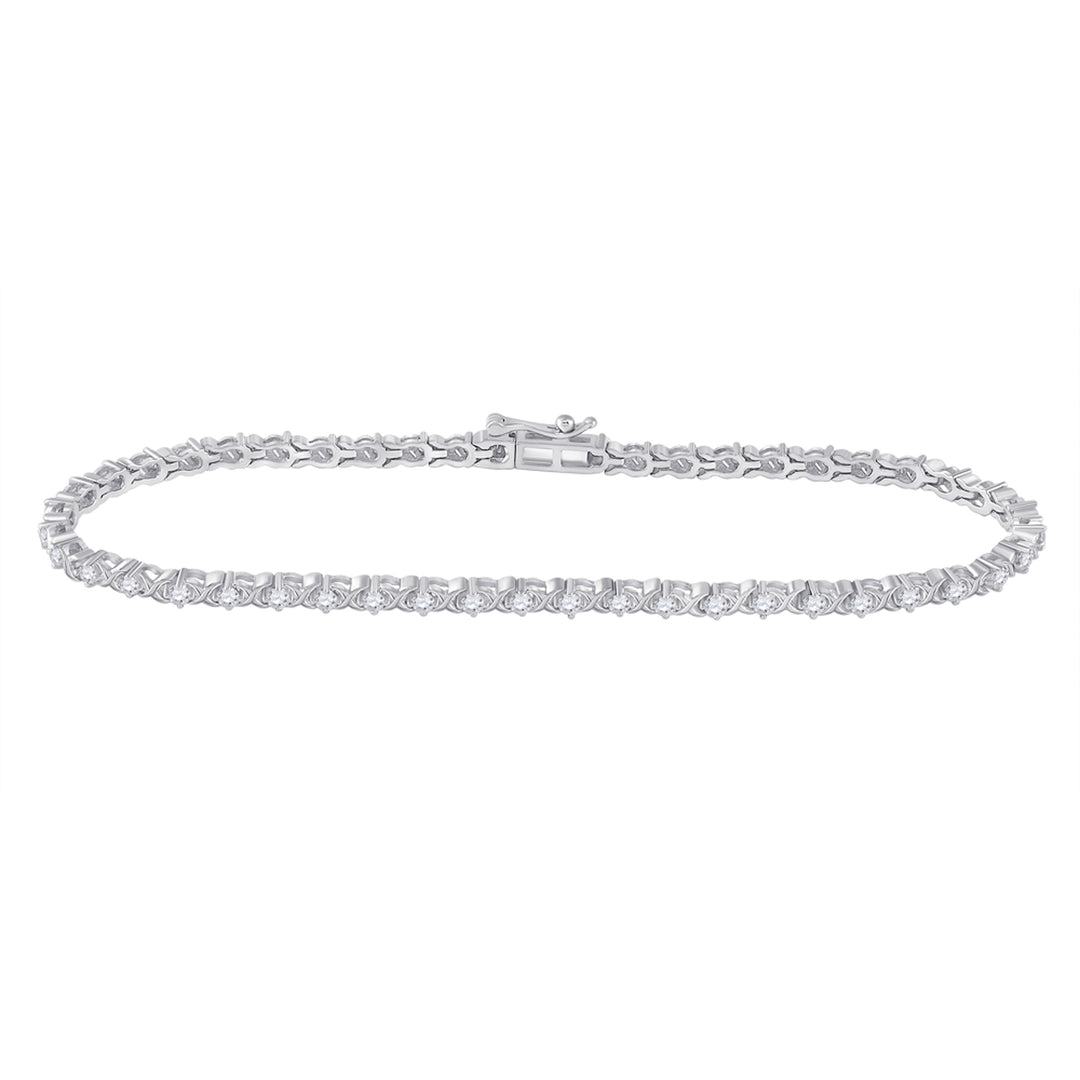 10kt White Gold Women's Diamond Tennis Bracelet 1 ctw - view 3