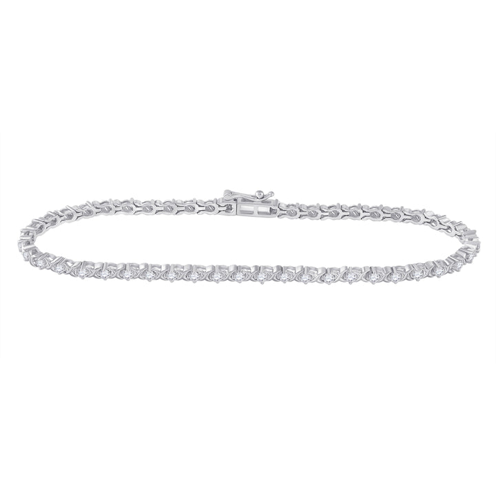 10kt White Gold Women's Diamond Tennis Bracelet 1 ctw - view 3