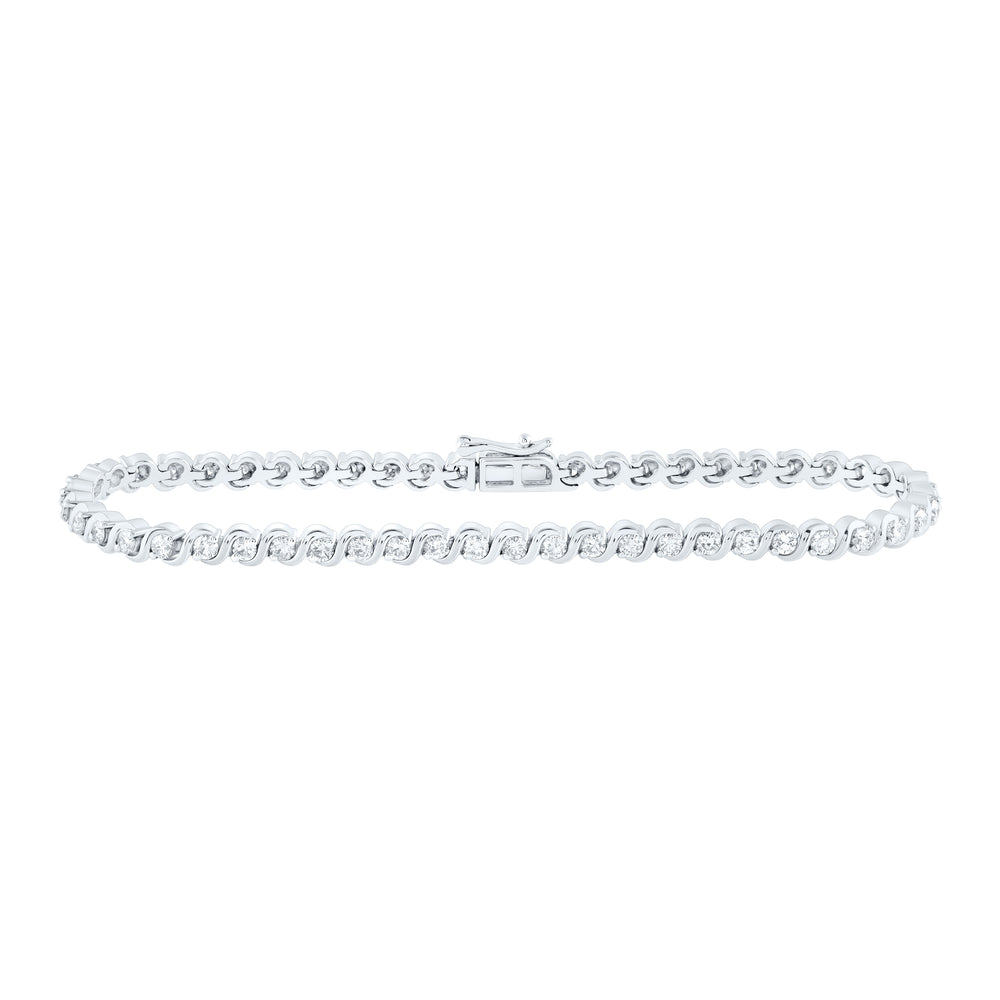 10kt White Gold Women's Diamond Tennis Bracelet 2 ctw - view 2