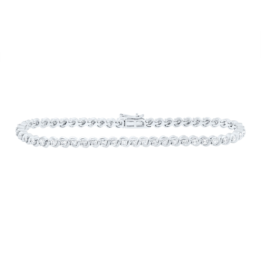 10kt White Gold Women's Diamond Tennis Bracelet 2 ctw - view 2