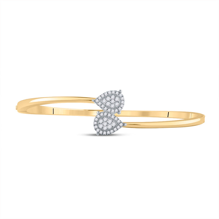 14kt Yellow Gold Women's Diamond Bypass Cluster Pear Bracelet 1/2 ctw