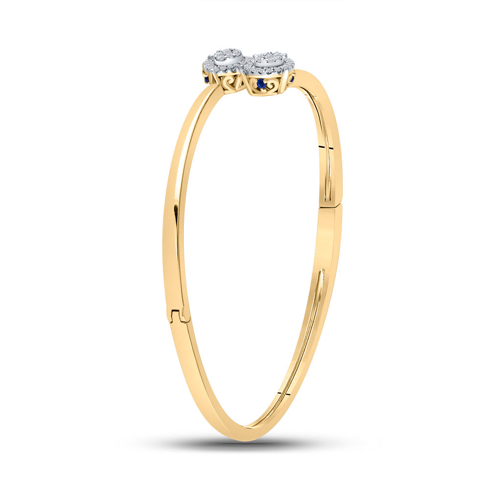 14kt Yellow Gold Women's Diamond Bypass Cluster Pear Bracelet 1/2 ctw - view 2